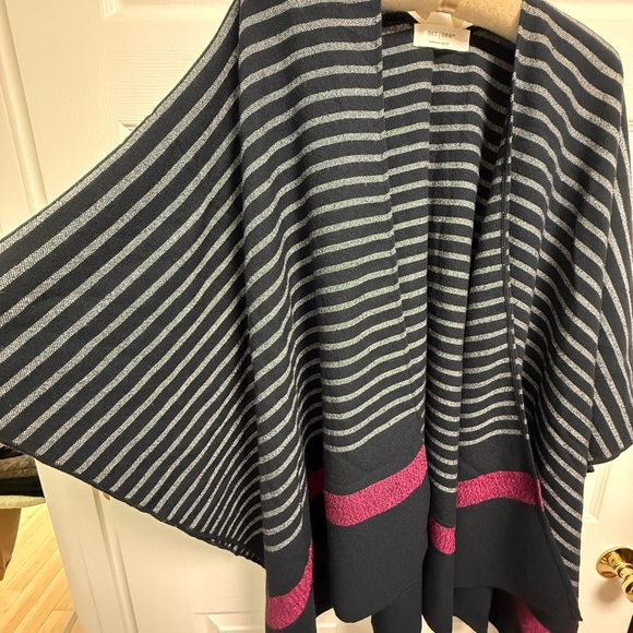 Striped Navy and Pink Poncho Wrap Sweater by MERSEA - Picture 5 of 9